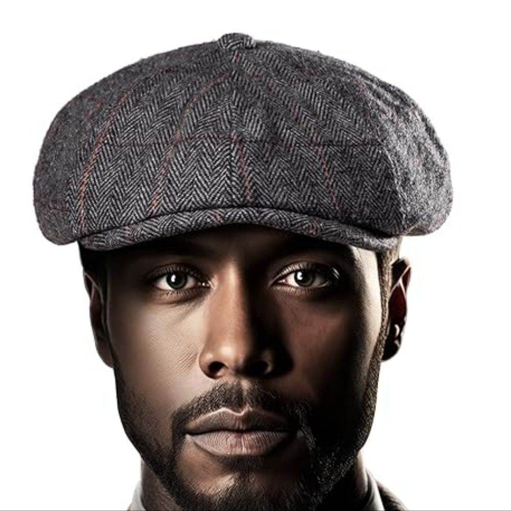 Tribe. Stash Cap. Black and White Tweed Newsboy Cap. Size S/M. NWT